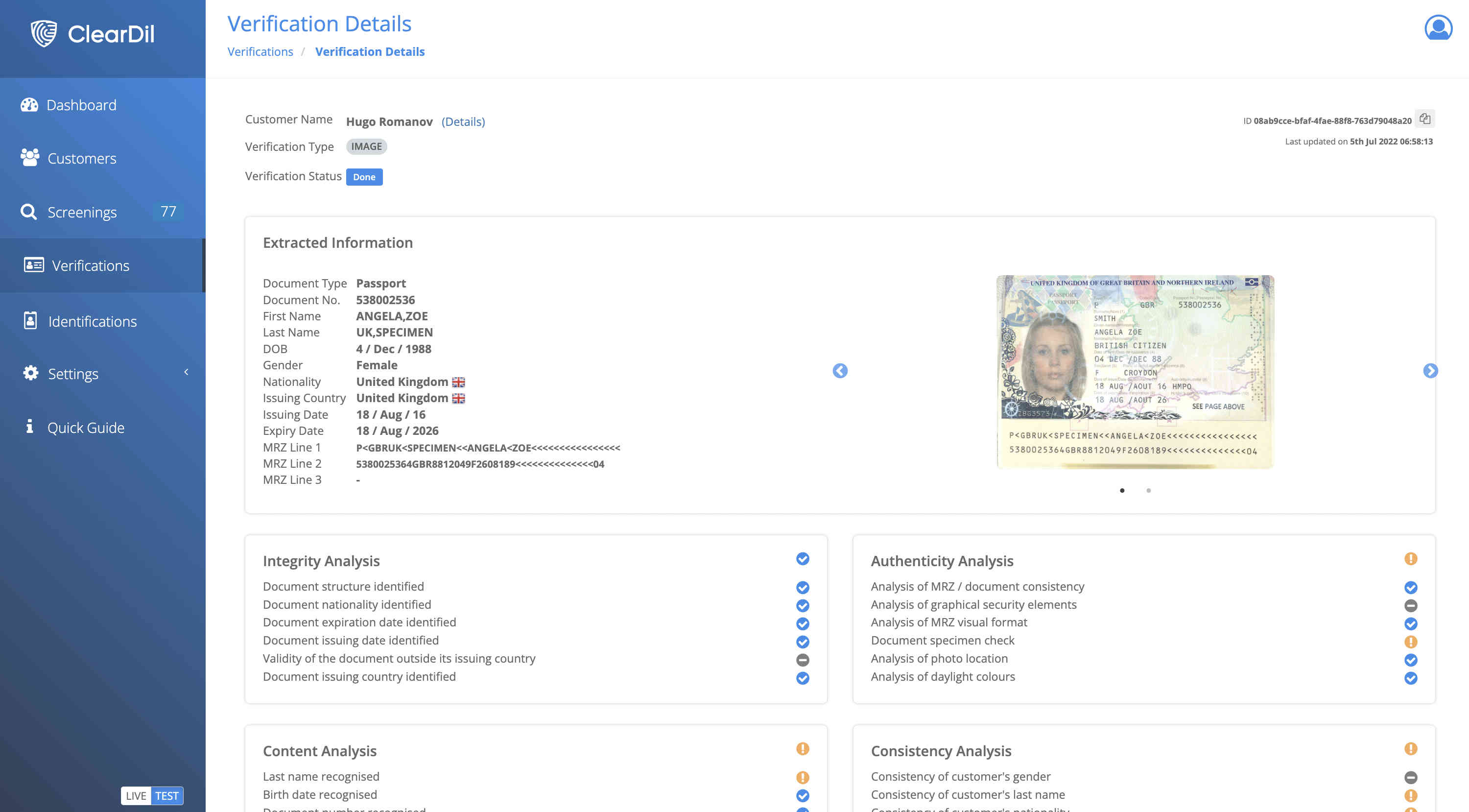 ClearDil Document Verification